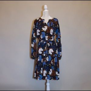1970’s Inspired Floral Printed Dress with Belt
